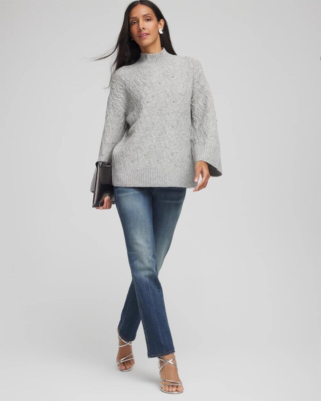 Sequined Cable Knit Sweater - image 4